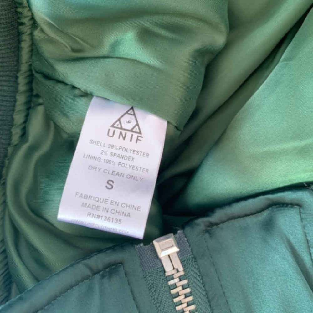 UNIF Urban Outfitters green satin bomber jacket - Picture 5 of 7